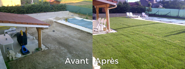 gazon et pelouse en rouleau avant apres edb